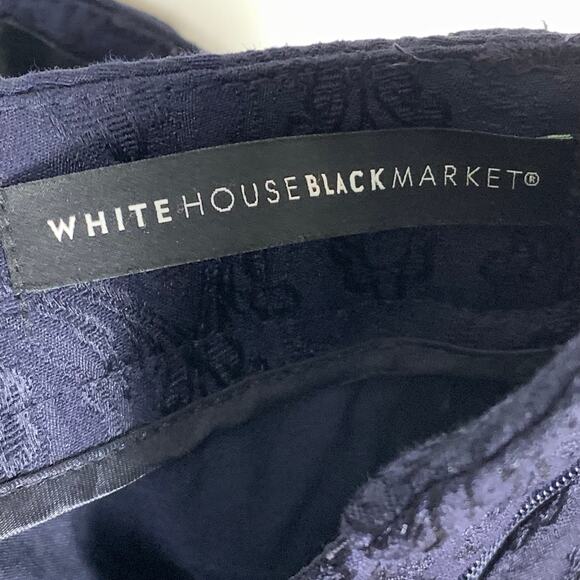 White House Black Market Navy Brocade Slim Cigarette Ankle Pants Women’s Size 00 - Picture 5 of 10